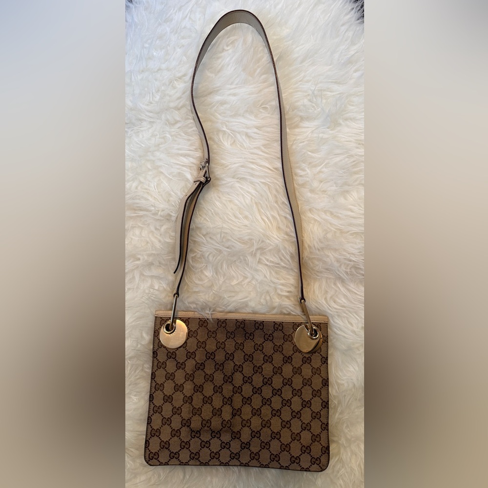 Gucci Tan Crossbody Bag with Gold Accents